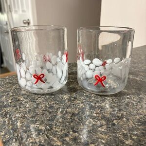 NEW anthropologie whiskey glass bow set